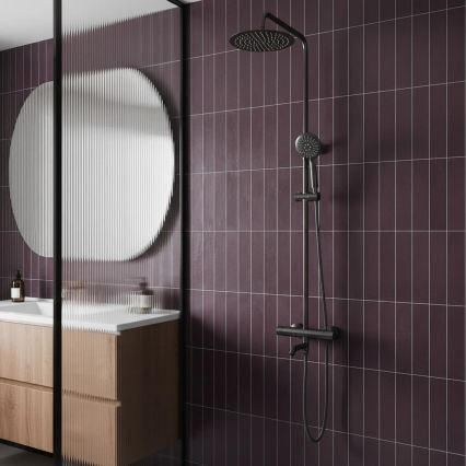 REA-P6386 - Dušo komplektas su termostatiniu maišytuvu LUNGO, titano apdaila