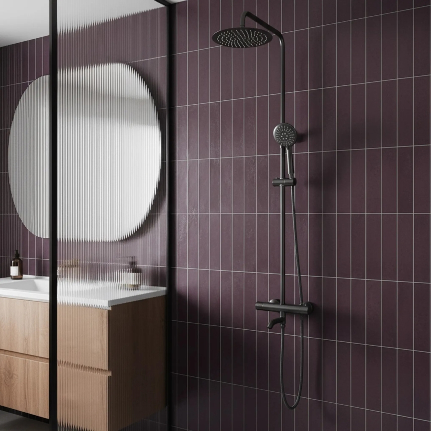 REA-P6386 - Dušo komplektas su termostatiniu maišytuvu LUNGO, titano apdaila