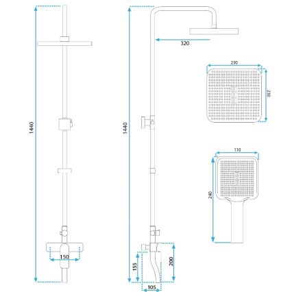REA-P7841 - ARGUS dušo rinkinys su maišytuvu, šlifuoto aukso