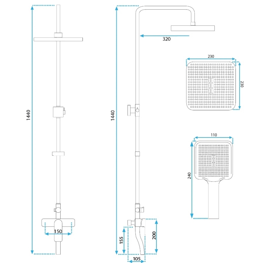 REA-P7841 - ARGUS dušo rinkinys su maišytuvu, šlifuoto aukso