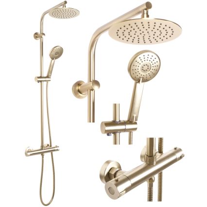 REA-P8413 - Dušo rinkinys su termostatiniu maišytuvu BLISS, šlifuoto aukso