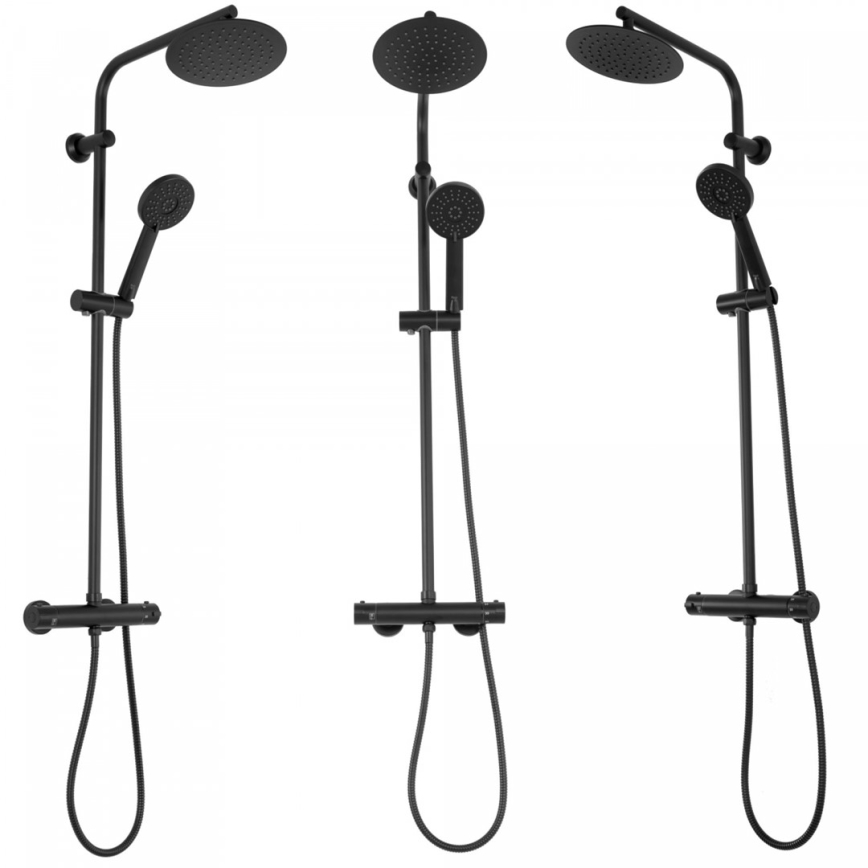 REA-P8804 - Dušo komplektas su termostatiniu maišytuvu BLISS, matinė juoda