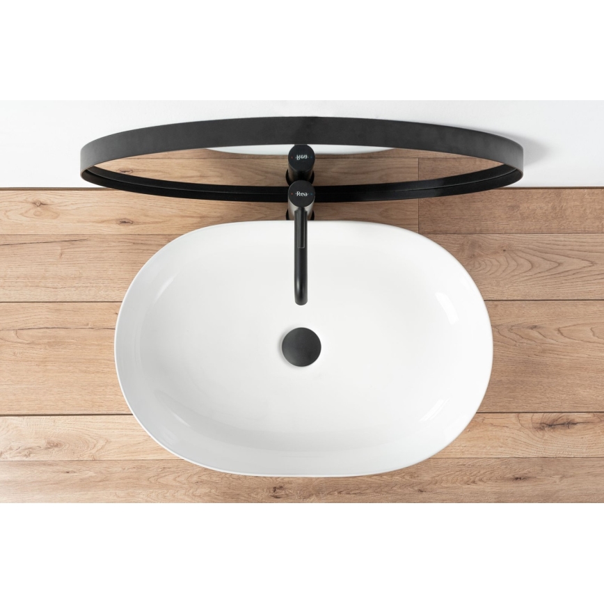 REA-U0024 - Praustuvas ant stalviršio CLEO 41x60,5 cm keramika/blizgi balta