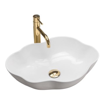 REA-U0265 - Praustuvas ant stalviršio PEARL 38x50,5 cm keramika/blizgi balta