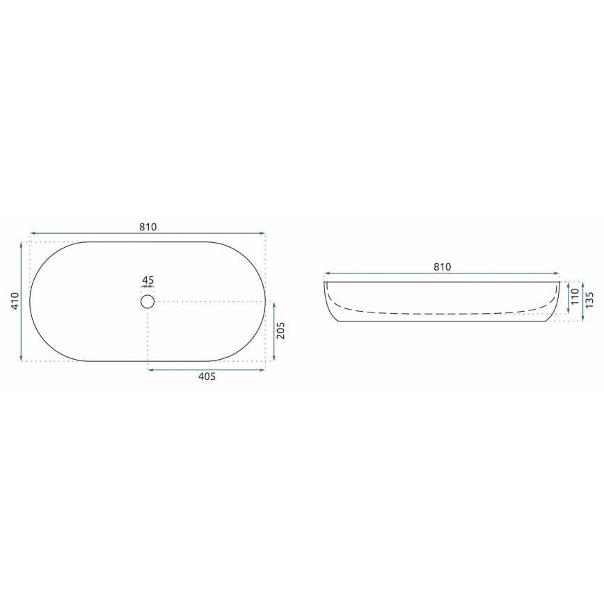 REA-U0563 - Ant stalviršio montuojamas praustuvas CLEO 41x81 cm keramika/blizgi balta
