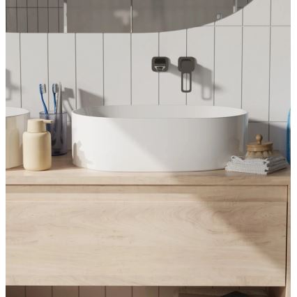 REA-U0600 - Praustuvas ant stalviršio ALMA 36x57 cm keramika/blizgi balta