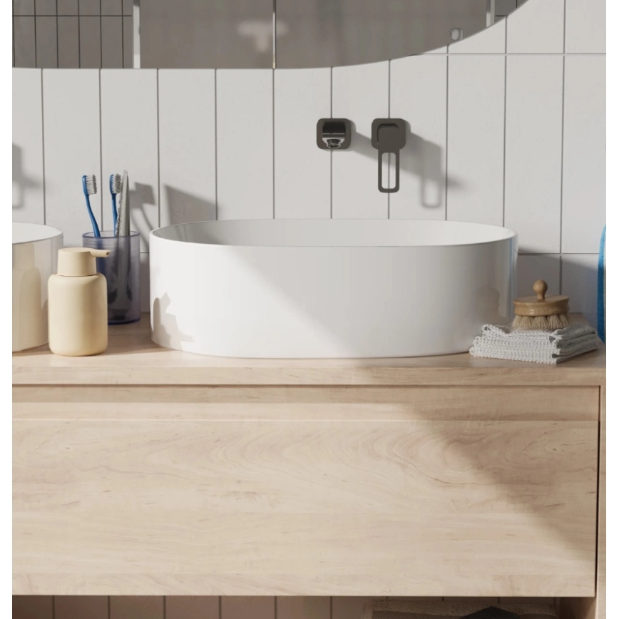 REA-U0600 - Praustuvas ant stalviršio ALMA 36x57 cm keramika/blizgi balta