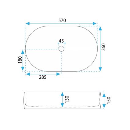 REA-U0600 - Praustuvas ant stalviršio ALMA 36x57 cm keramika/blizgi balta