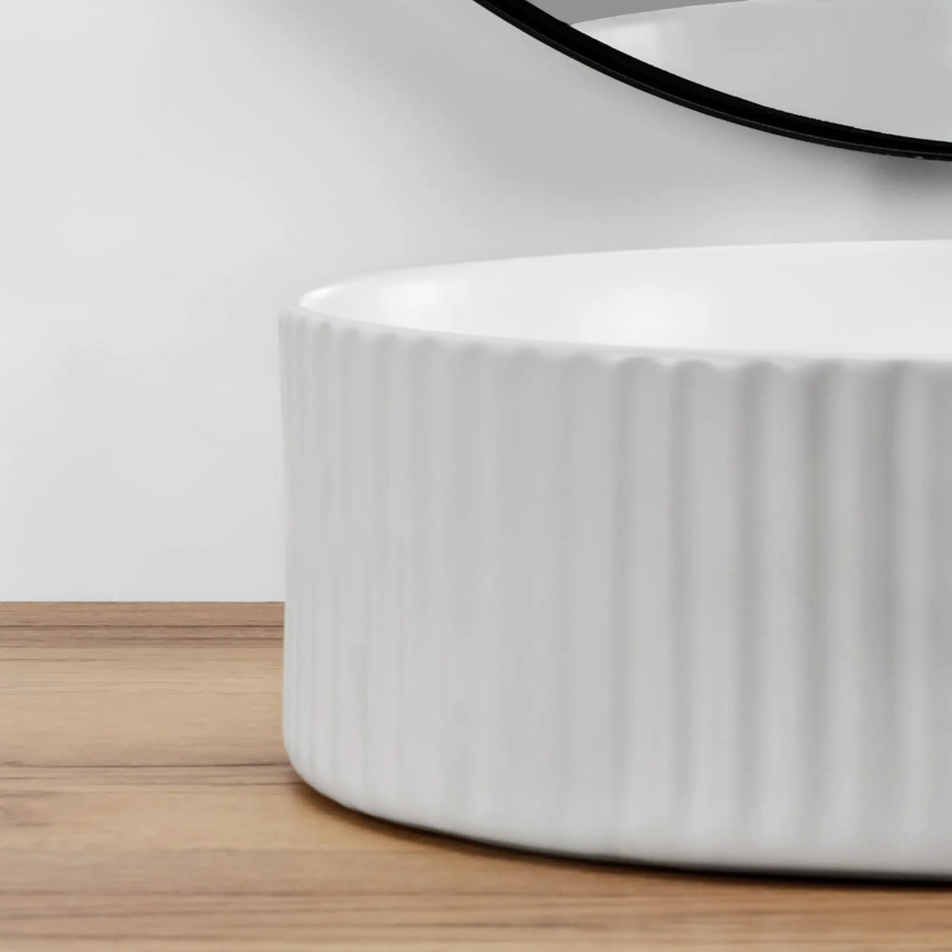 REA-U0601 - Praustuvas ant stalviršio DELIA 36 cm blizgi balta/akmens imitacija