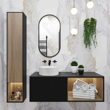 REA-U0601 - Praustuvas ant stalviršio DELIA 36 cm blizgi balta/akmens imitacija