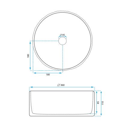 REA-U0601 - Praustuvas ant stalviršio DELIA 36 cm blizgi balta/akmens imitacija