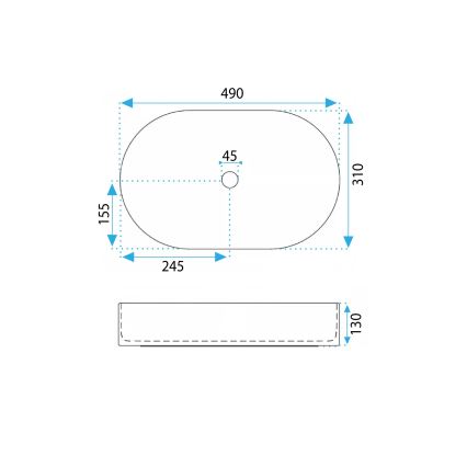 REA-U0603 - Praustuvas ant stalviršio VANDA 31 x 49 cm keramika/blizgi balta