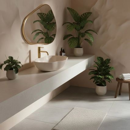 REA-U0617 - Praustuvas ant stalviršio PEARL 38x50,5 cm keramika/smėlinė/akmens imitacija