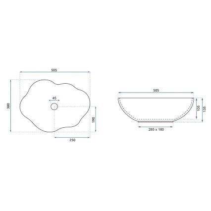 REA-U0617 - Praustuvas ant stalviršio PEARL 38x50,5 cm keramika/smėlinė/akmens imitacija