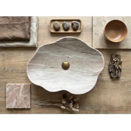 REA-U0618 - Praustuvas ant stalviršio PEARL 38x50,5 cm keramika/smėlinė/akmens imitacija