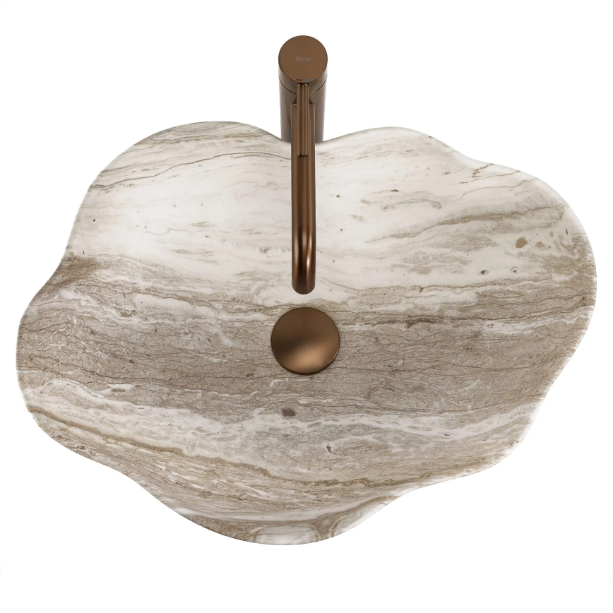 REA-U0618 - Praustuvas ant stalviršio PEARL 38x50,5 cm keramika/smėlinė/akmens imitacija