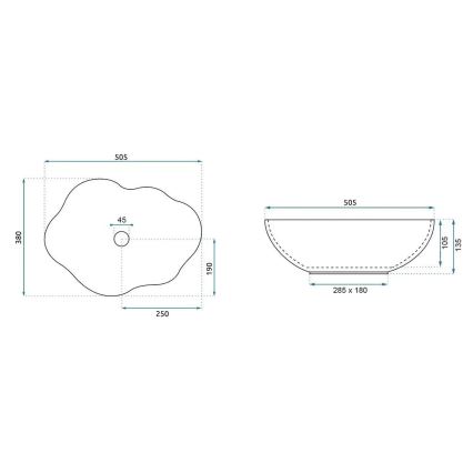 REA-U0619 - Praustuvas ant stalviršio PEARL 38x50,5 cm keramika/smėlio spalvos