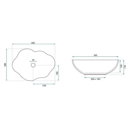 REA-U0620 - Praustuvas ant stalviršio PEARL 38x50,5 cm keramika/pilka/smėlinė/akmens imitacija