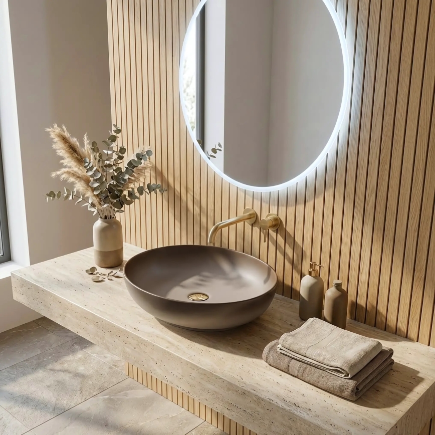 REA-U0627 - Stalviršio praustuvas CAROLA 39x51,5 cm, keramika, smėlio / rudos spalvos