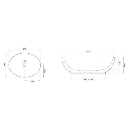 REA-U0627 - Stalviršio praustuvas CAROLA 39x51,5 cm, keramika, smėlio / rudos spalvos