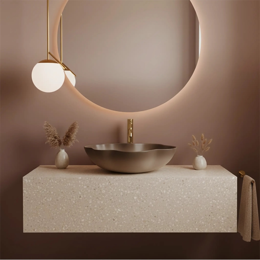 REA-U0629 - Praustuvas ant stalviršio PEARL 38x50,5 cm keramika/ruda