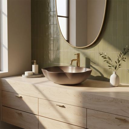 REA-U0629 - Praustuvas ant stalviršio PEARL 38x50,5 cm keramika/ruda