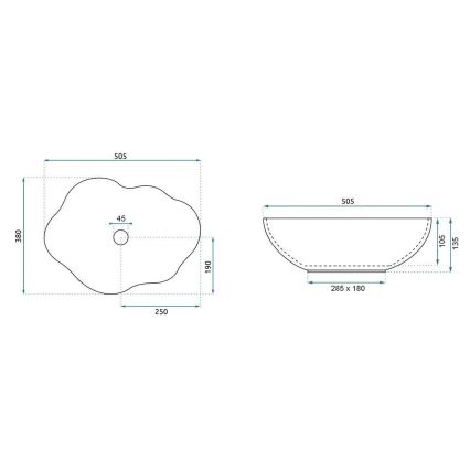 REA-U0629 - Praustuvas ant stalviršio PEARL 38x50,5 cm keramika/ruda