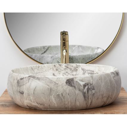 REA-U1020 - Ant stalviršio montuojamas praustuvas LINDA 34x48,5 cm keramika/akmens imitacija