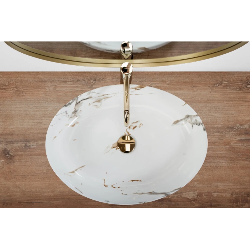 REA-U1232 - Praustuvas ant stalviršio QUEEN 41,5x55 cm keramika/akmens imitacija