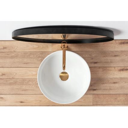 REA-U18918 - SAMI praustuvas ant stalviršio Ø 36 cm keramika/blizgi balta