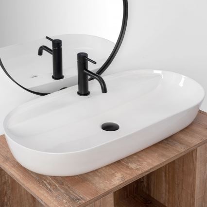 REA-U2541 - Praustuvas ant stalviršio AURA 41x81 cm keramika/blizgi balta