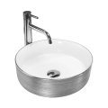 REA-U3304 - Ant stalviršio montuojamas praustuvas SAMI, skersmuo 36 cm, keraminis/baltas/sidabrinis