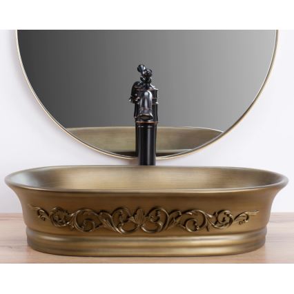 REA-U3305 - Ant stalviršio pastatomas praustuvas WILMA RUSTIC 38x55 cm keramika/varinis