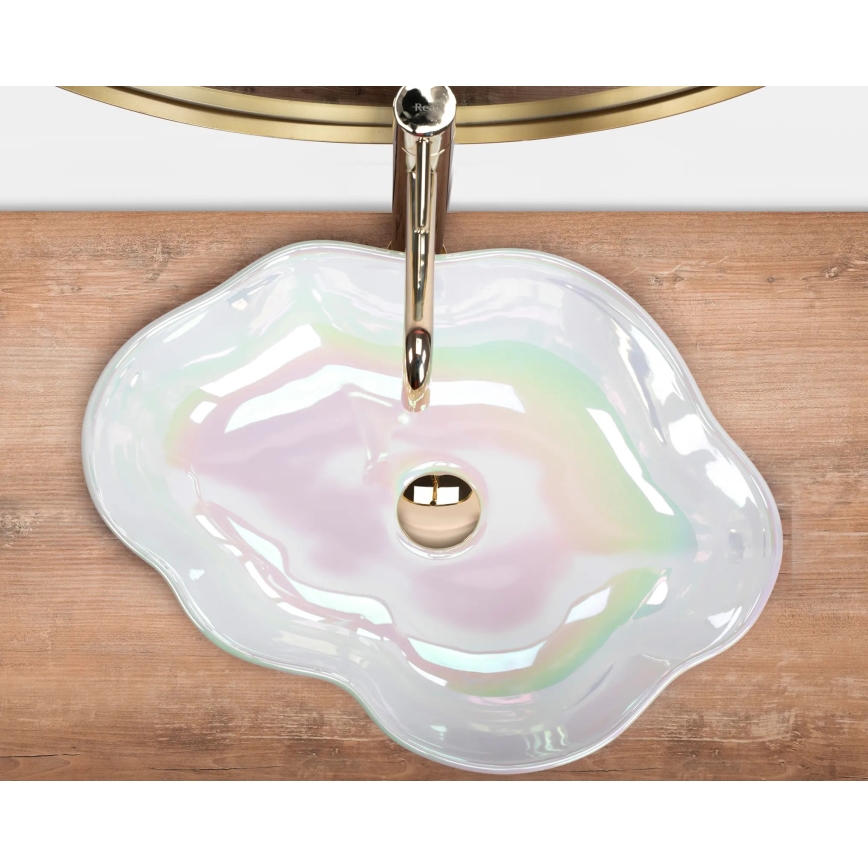 REA-U3309 - Praustuvas ant stalviršio PEARL 38x50,5 cm keramika/įvairiaspalvis