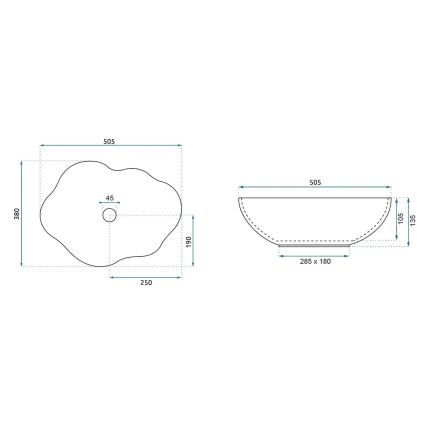 REA-U3309 - Praustuvas ant stalviršio PEARL 38x50,5 cm keramika/įvairiaspalvis
