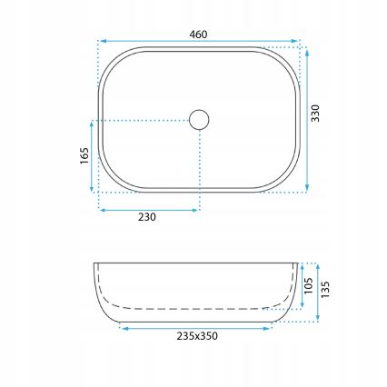 REA-U3324 - Ant stalviršio montuojamas praustuvas BELINDA 33x46 cm keramika/pilka/akmens imitacija