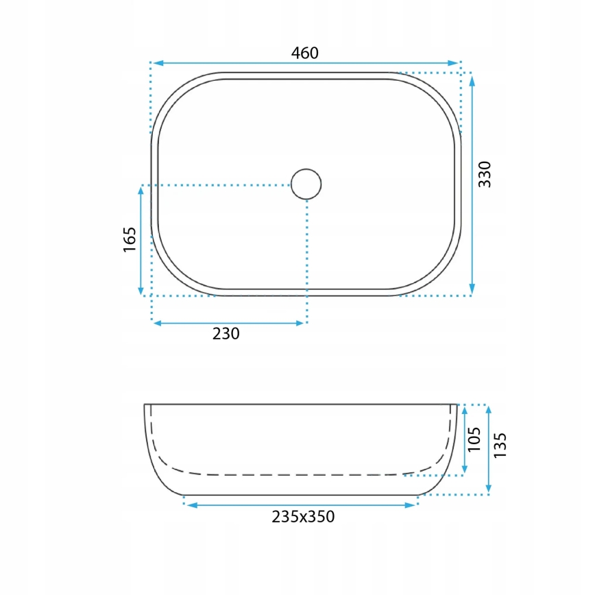 REA-U3324 - Ant stalviršio montuojamas praustuvas BELINDA 33x46 cm keramika/pilka/akmens imitacija