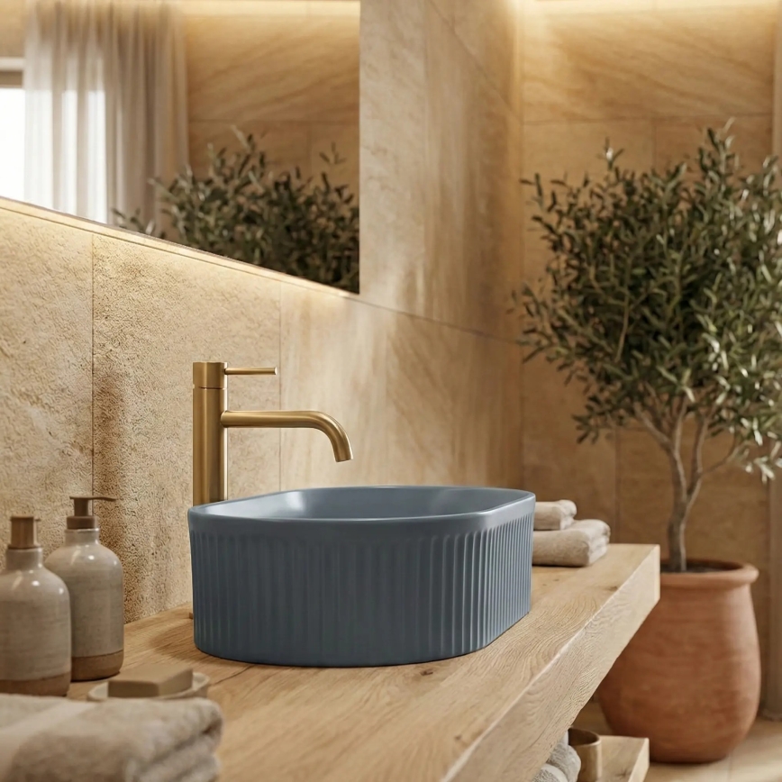 REA-U3535 - Praustuvė ant stalviršio VANDA 31x49 cm keramika/tamsiai mėlyna