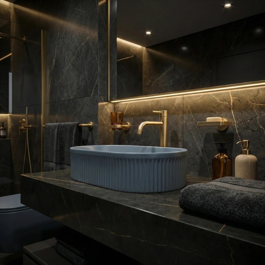 REA-U3535 - Praustuvė ant stalviršio VANDA 31x49 cm keramika/tamsiai mėlyna