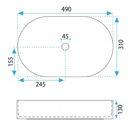 REA-U3535 - Praustuvė ant stalviršio VANDA 31x49 cm keramika/tamsiai mėlyna