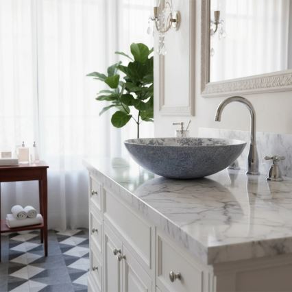 REA-U3608 - Praustuvas ant stalviršio JULIANA 40 cm keramika/balta/mėlyna