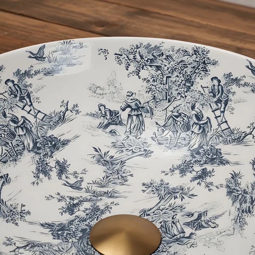 REA-U3608 - Praustuvas ant stalviršio JULIANA 40 cm keramika/balta/mėlyna