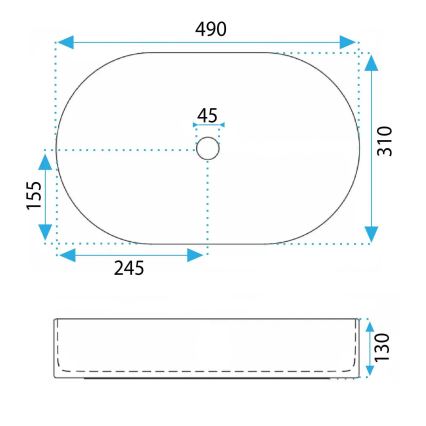 REA-U3611 - Ant stalviršio montuojamas praustuvas VANDA 31x49 cm keramika/tamsiai žalia