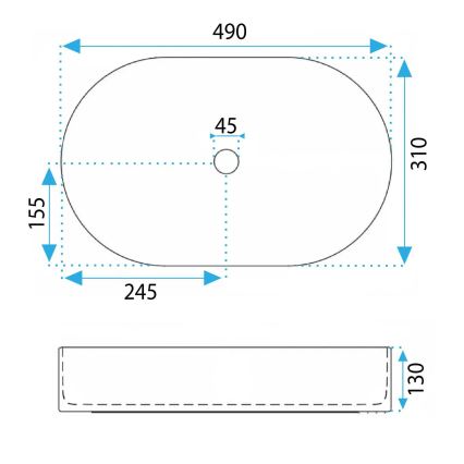 REA-U3612 - Praustuvas ant stalviršio VANDA 31x49 cm keramika/žalia