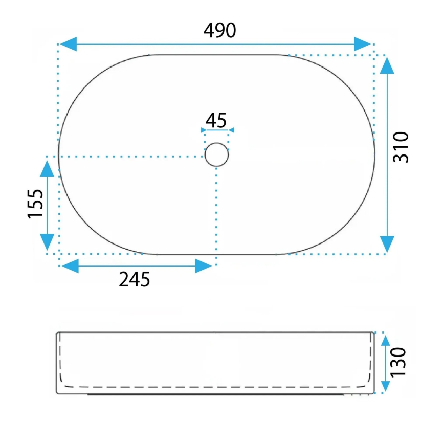 REA-U3612 - Praustuvas ant stalviršio VANDA 31x49 cm keramika/žalia