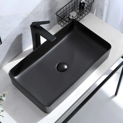 REA-U3690 - Praustuvas ant stalviršio DENIS 35x61 cm keramika/matinė juoda