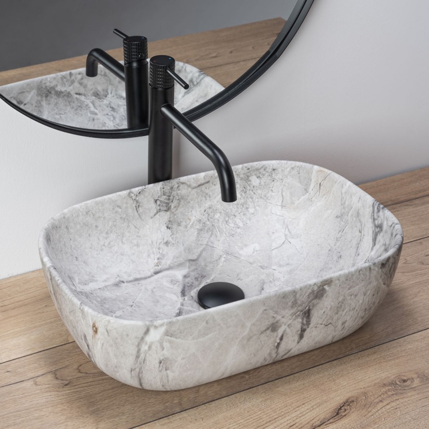 REA-U3800 - Praustuvas ant stalviršio LIVIA 33,5x46,5 cm keramika/pilka/akmens imitacija