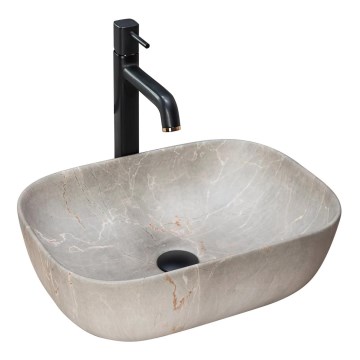 REA-U3802 - Praustuvas ant stalviršio LIVIA 33,5 x 46,5 cm keramika/pilka/marmuro dekoras