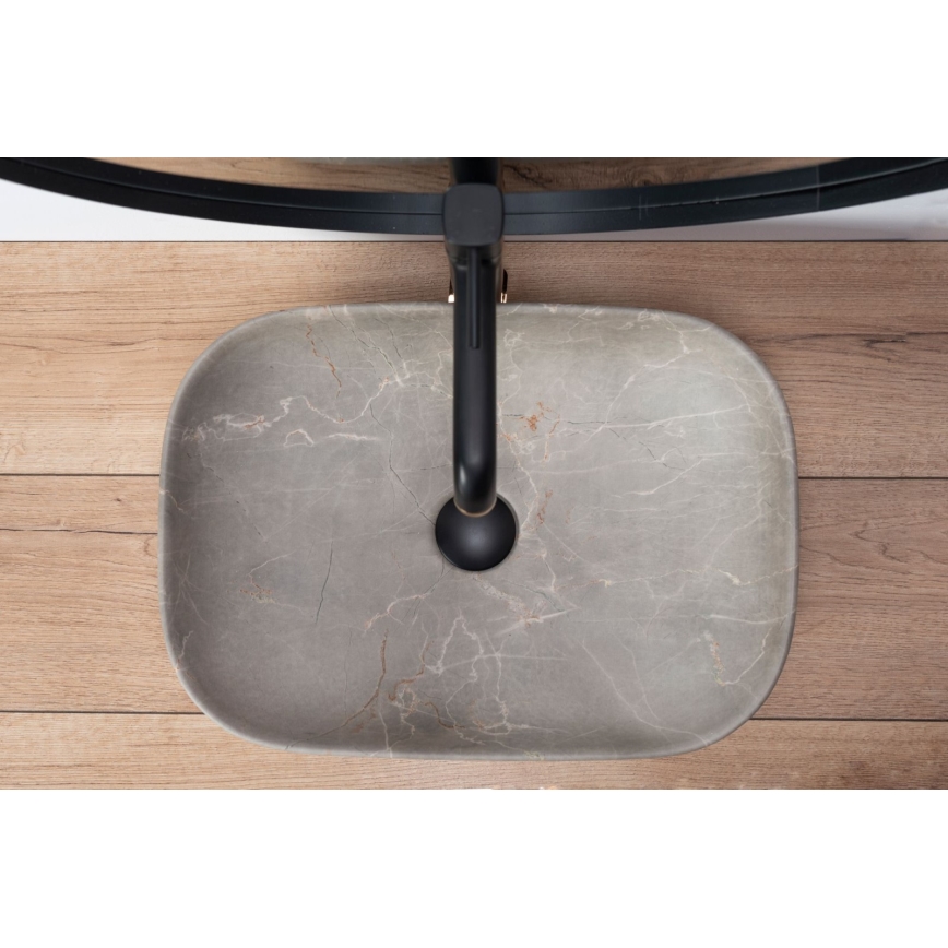REA-U3802 - Praustuvas ant stalviršio LIVIA 33,5 x 46,5 cm keramika/pilka/marmuro dekoras