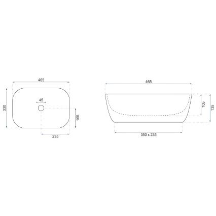 REA-U4000 - Praustuvas ant stalviršio BELINDA 33x46,5 cm keramika/akmens imitacija